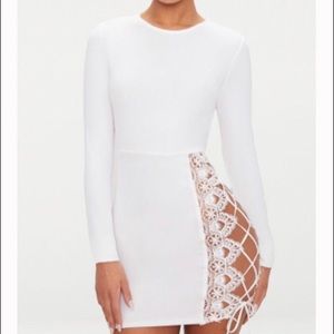 White lace detail mini dress.